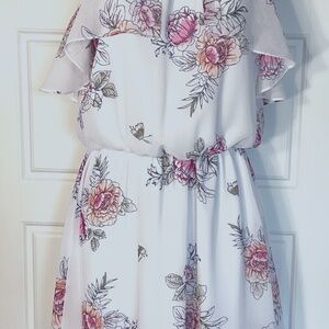 Maurice’s High Neck Floral Ruffle Chiffon Blouson Party Dress S